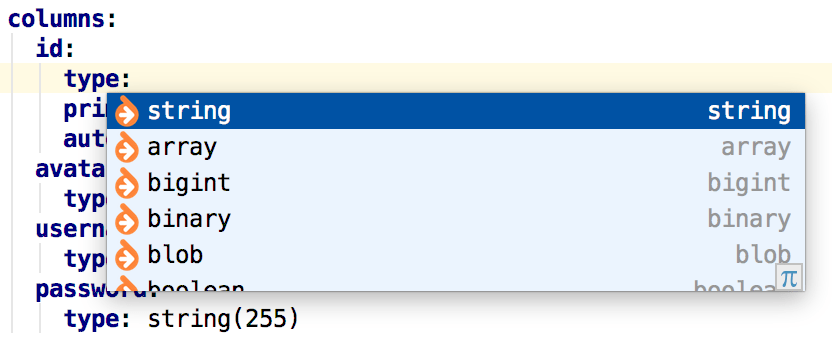 Symfony Doctrine schema completion Symfony Doctrine schema completion