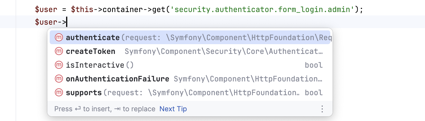 Symfony service methods completion Symfony service methods completion