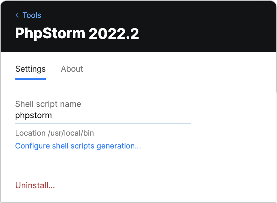 Toolbox App PhpStorm Settings Toolbox App PhpStorm Settings