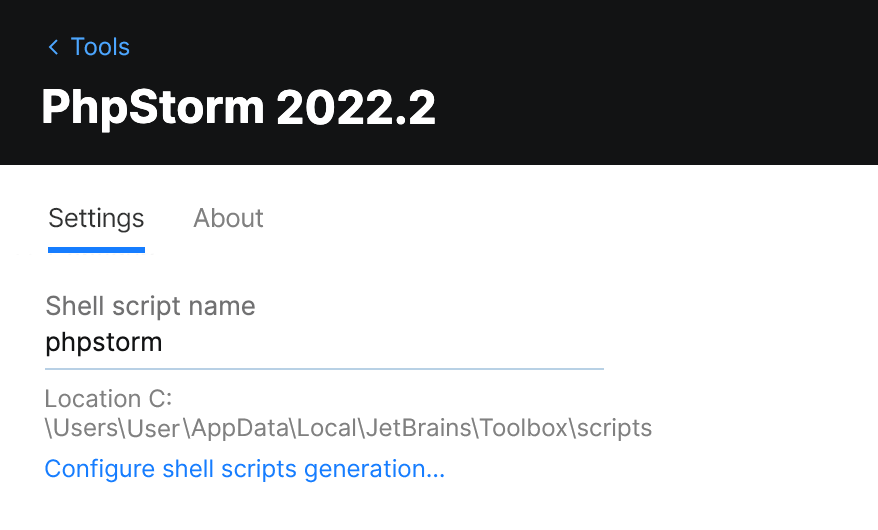 Toolbox App PhpStorm Settings Toolbox App PhpStorm Settings