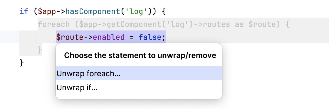 Select a statement to unwrap Select a statement to unwrap
