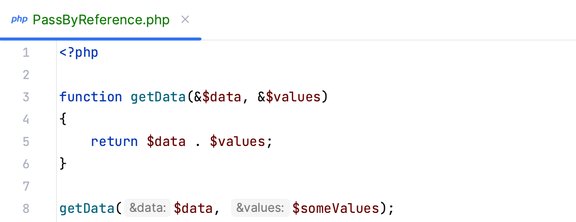 Parameter hints for arguments passed by reference Parameter hints for arguments passed by reference
