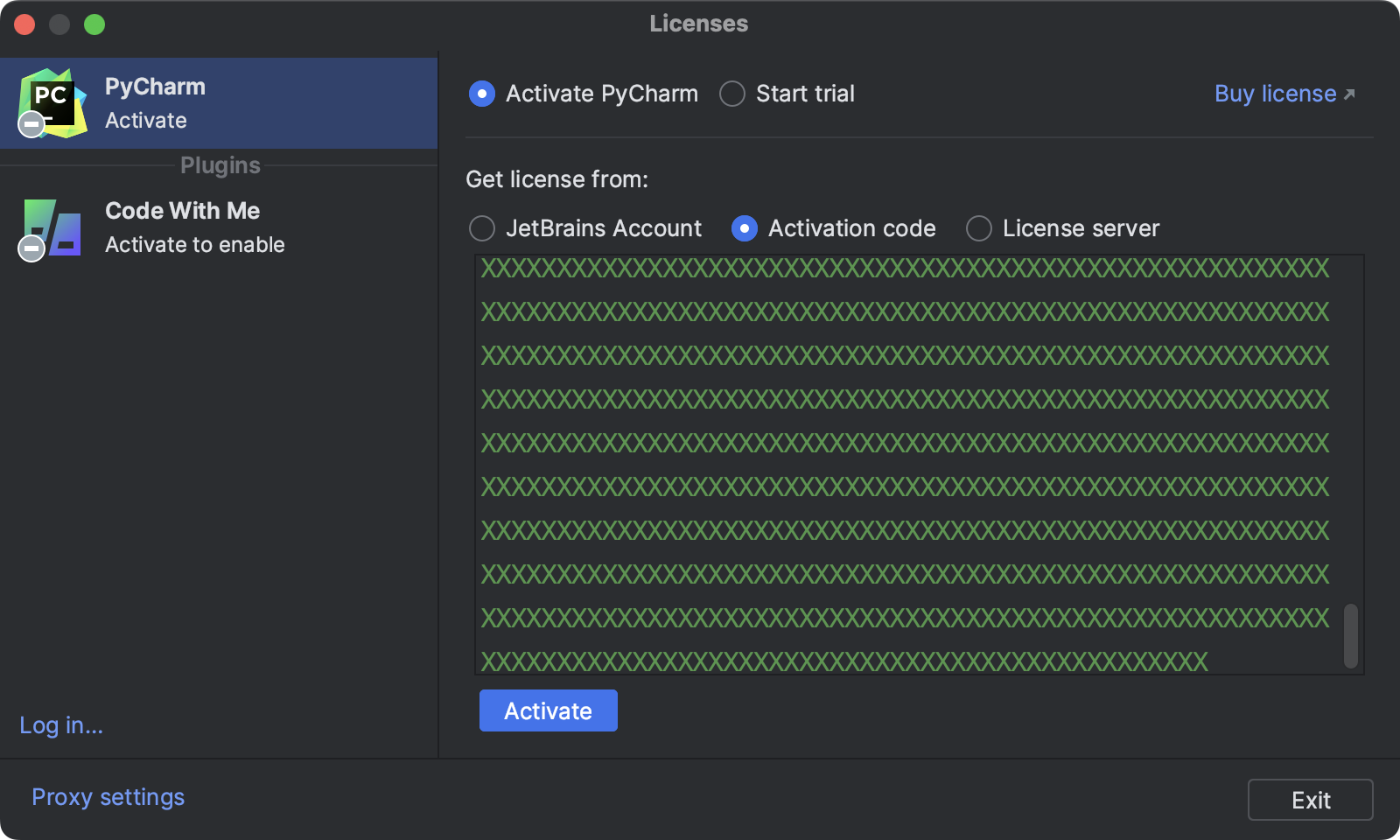 PyCharm License Activation Dialog | PyCharm Documentation