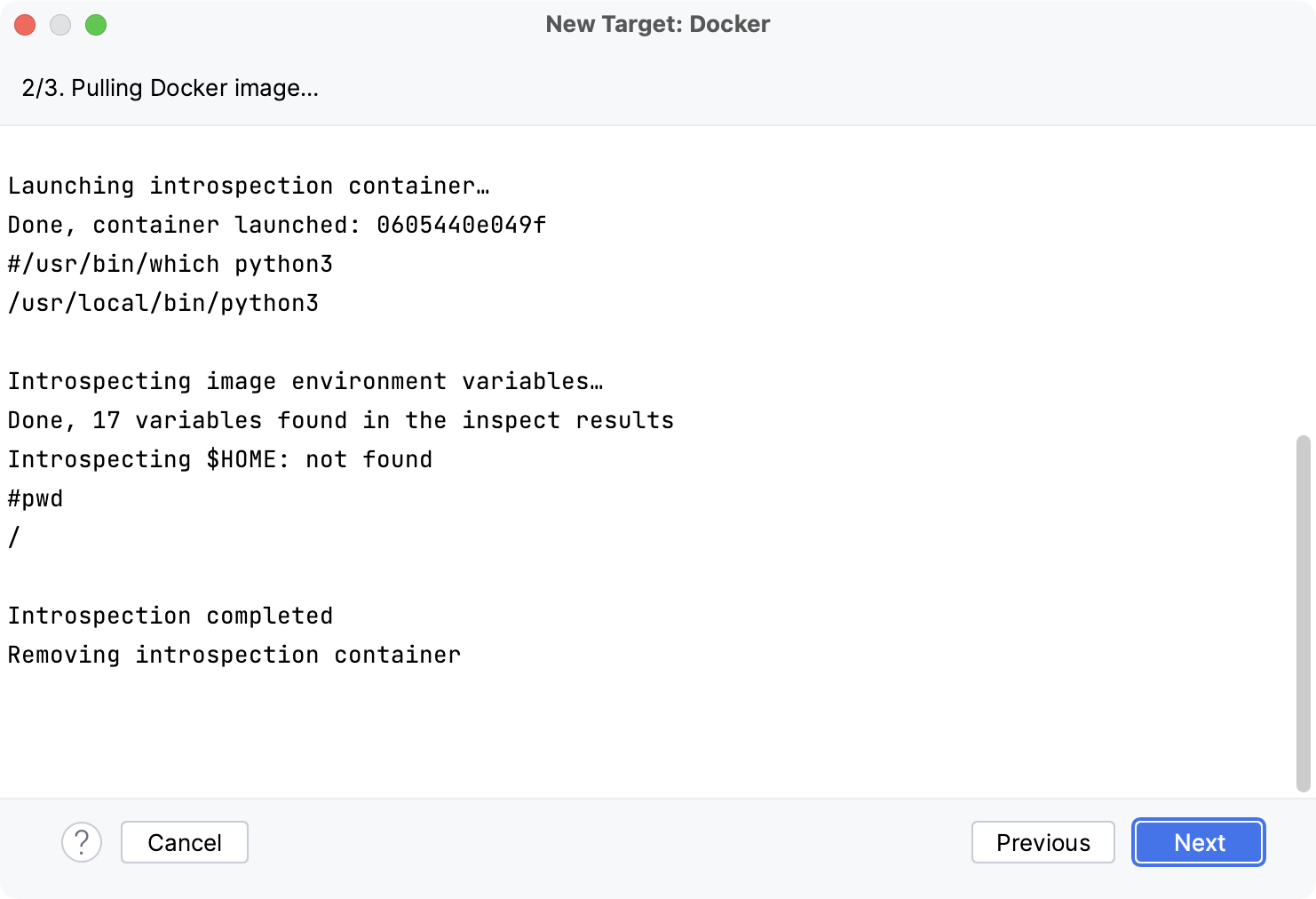 Docker container introspection is completed Docker container introspection is completed