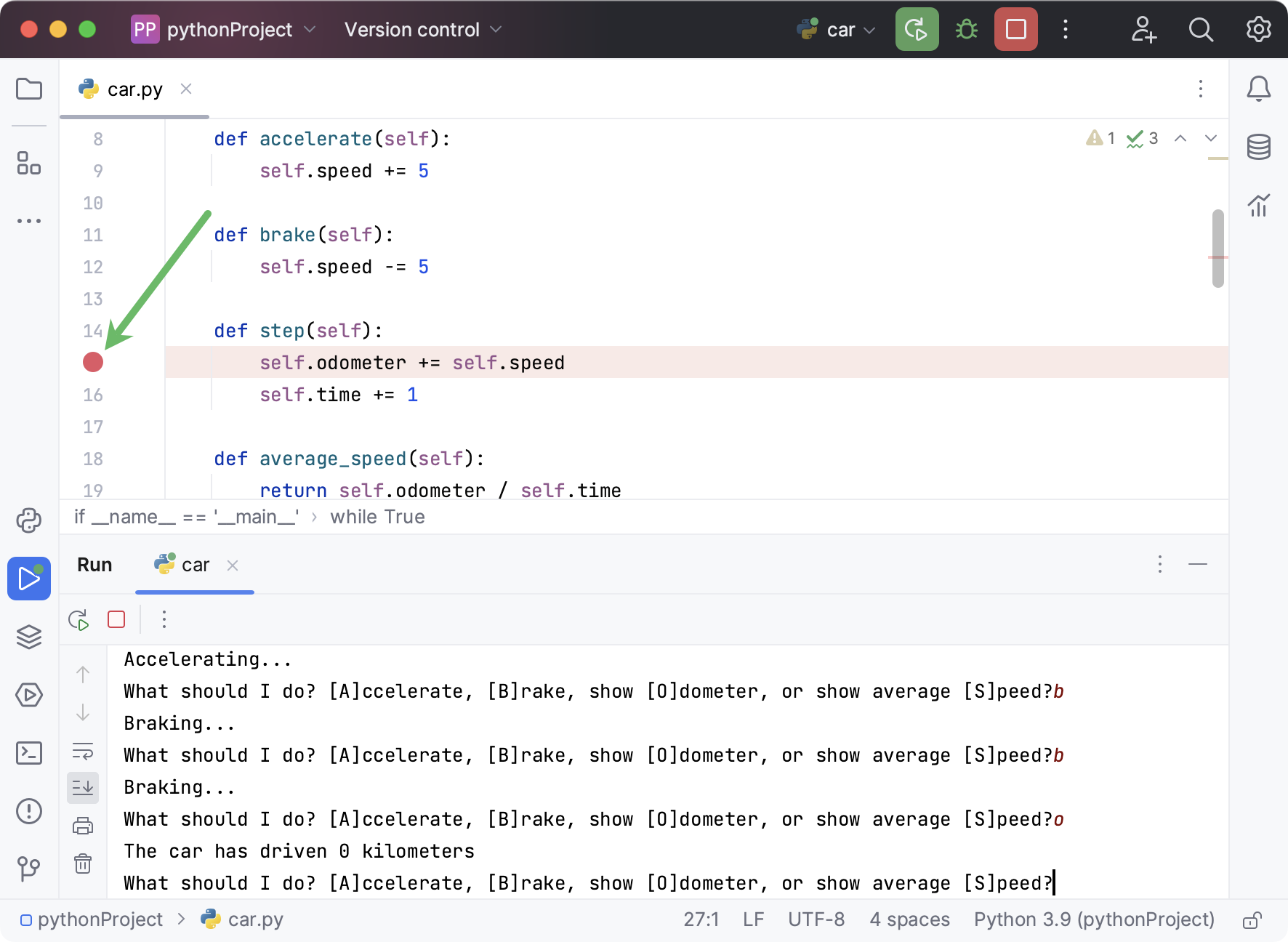 Line breakpoint Line breakpoint