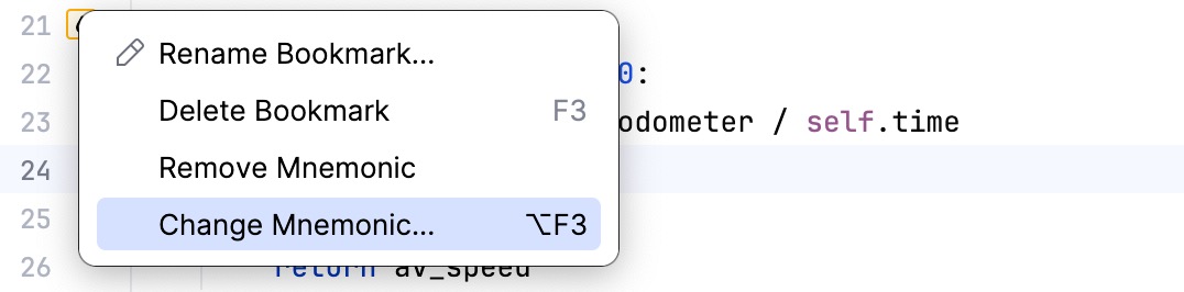 Changing a mnemonic identifier for a bookmark Changing a mnemonic identifier for a bookmark