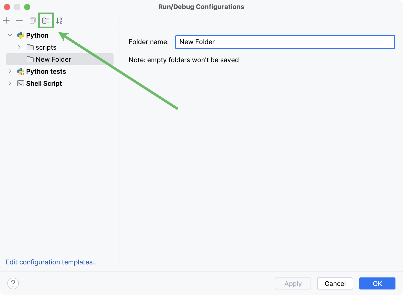 Adding a configuration folder Adding a configuration folder