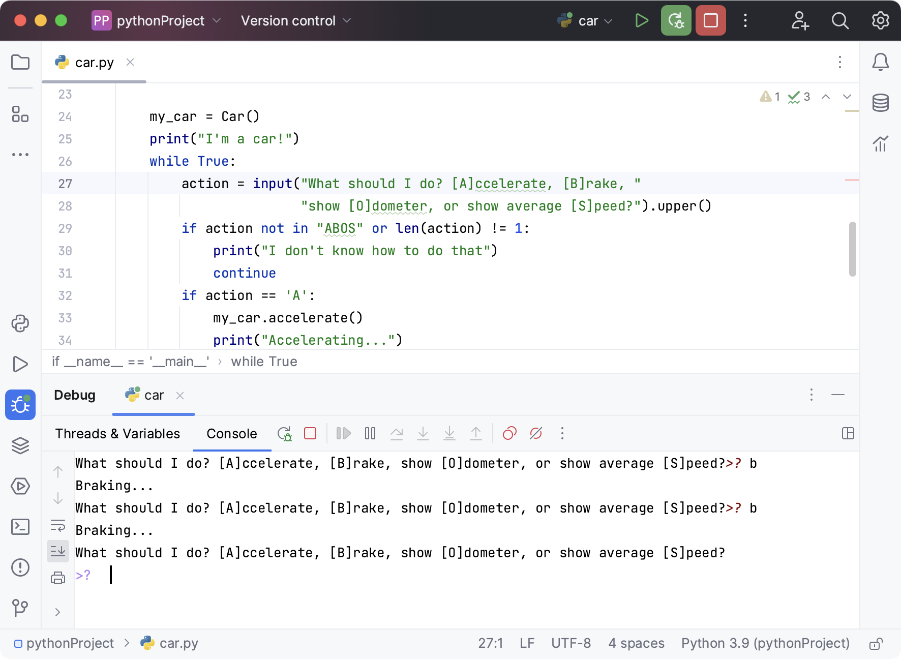 Debugging: passing to the next loop Debugging: passing to the next loop