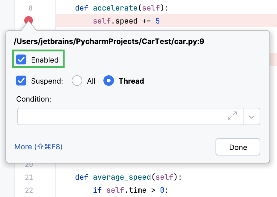 Disable the non-exception breakpoint Disable the non-exception breakpoint