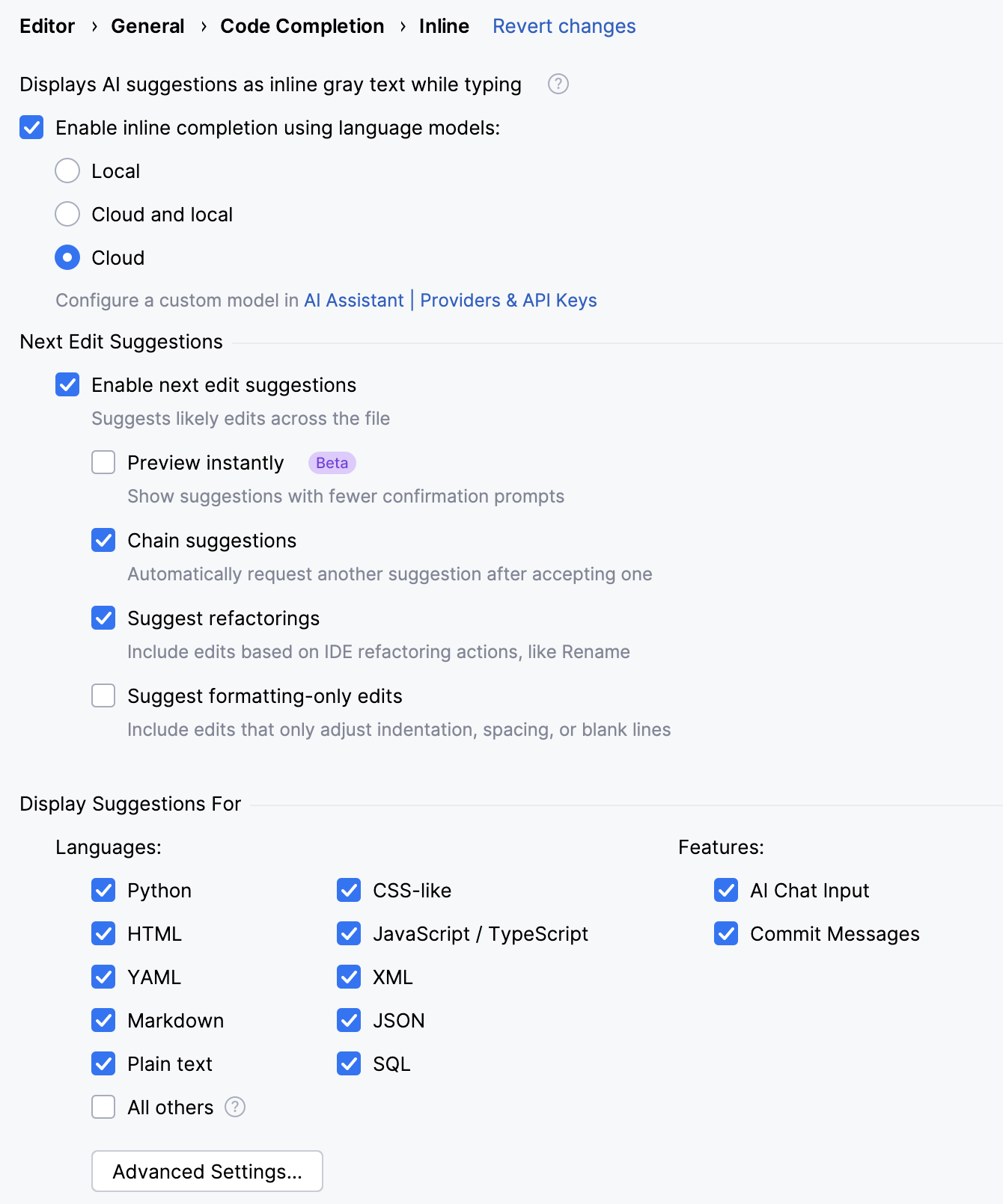 Enable Cloud Completion