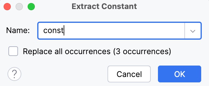 Extract Constant Dialog Extract Constant Dialog