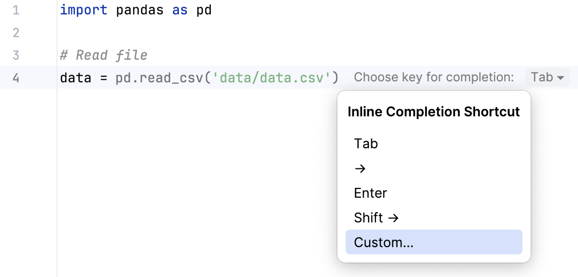 PyCharm:整行代码补全 PyCharm:整行代码补全