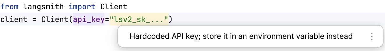 Hardcoded LangSmith API key