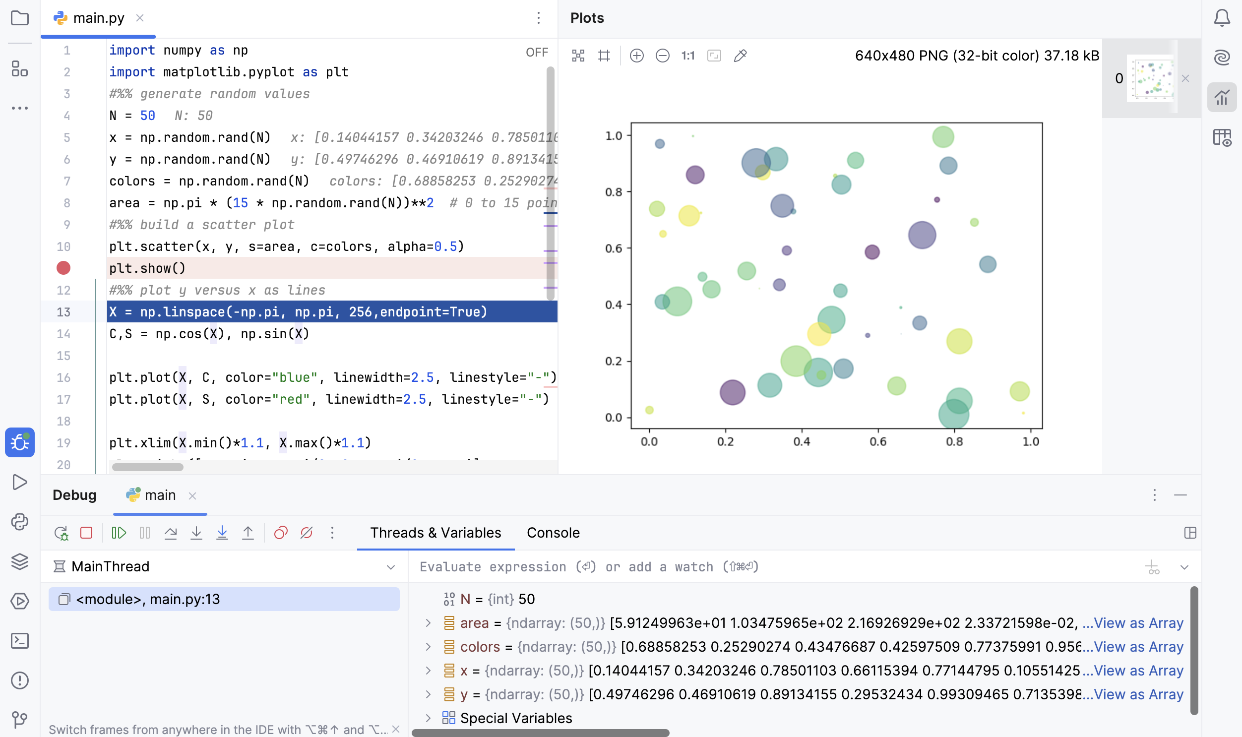 调试 matplotlib 代码 调试 matplotlib 代码