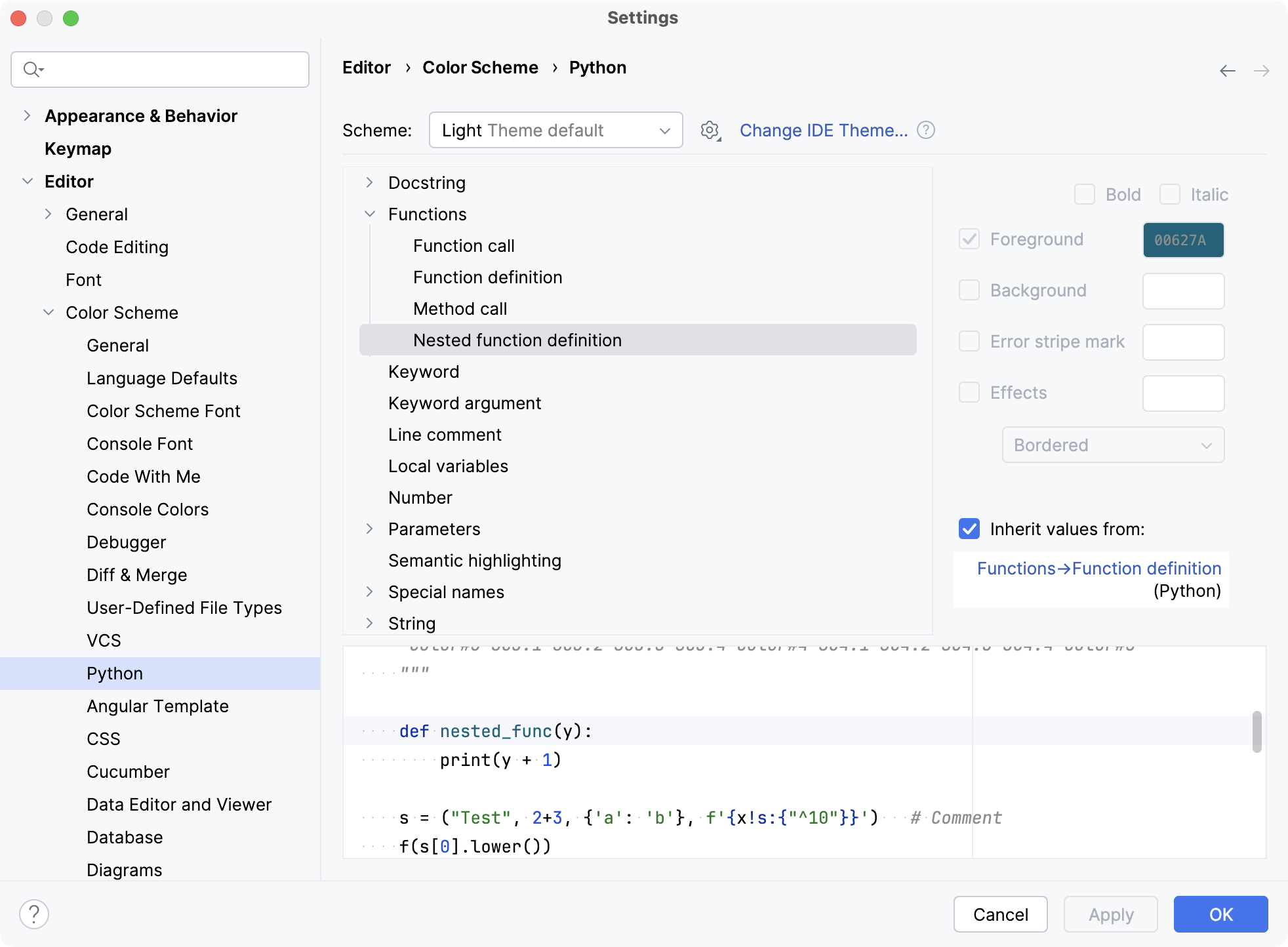 Highlight nested functions Highlight nested functions
