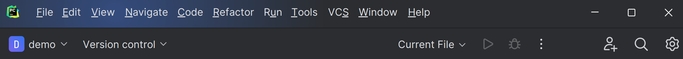 Main menu as a toolbar Main menu as a toolbar
