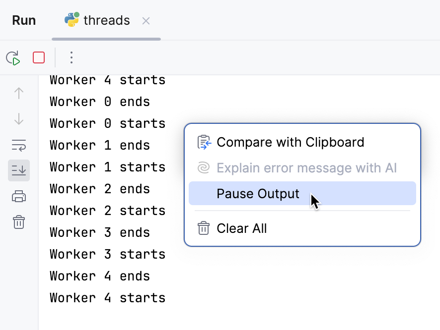 Pause the script output Pause the script output