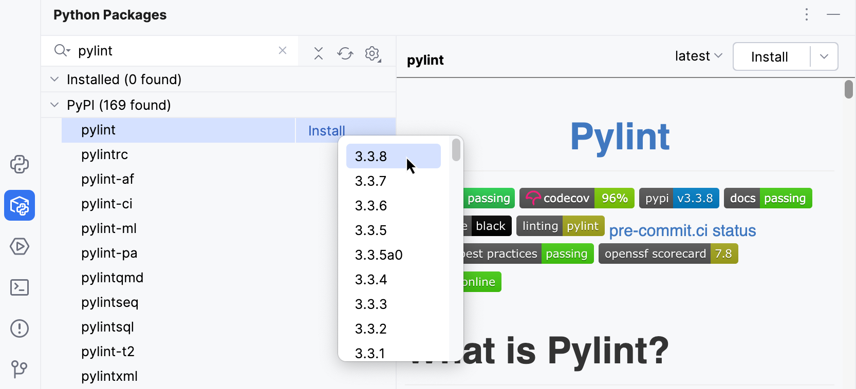 Installing pylint Installing pylint