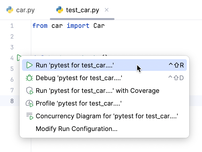 建议的 pytest 运行/调试配置 建议的 pytest 运行/调试配置