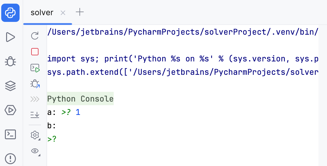 Running in the Python console Running in the Python console