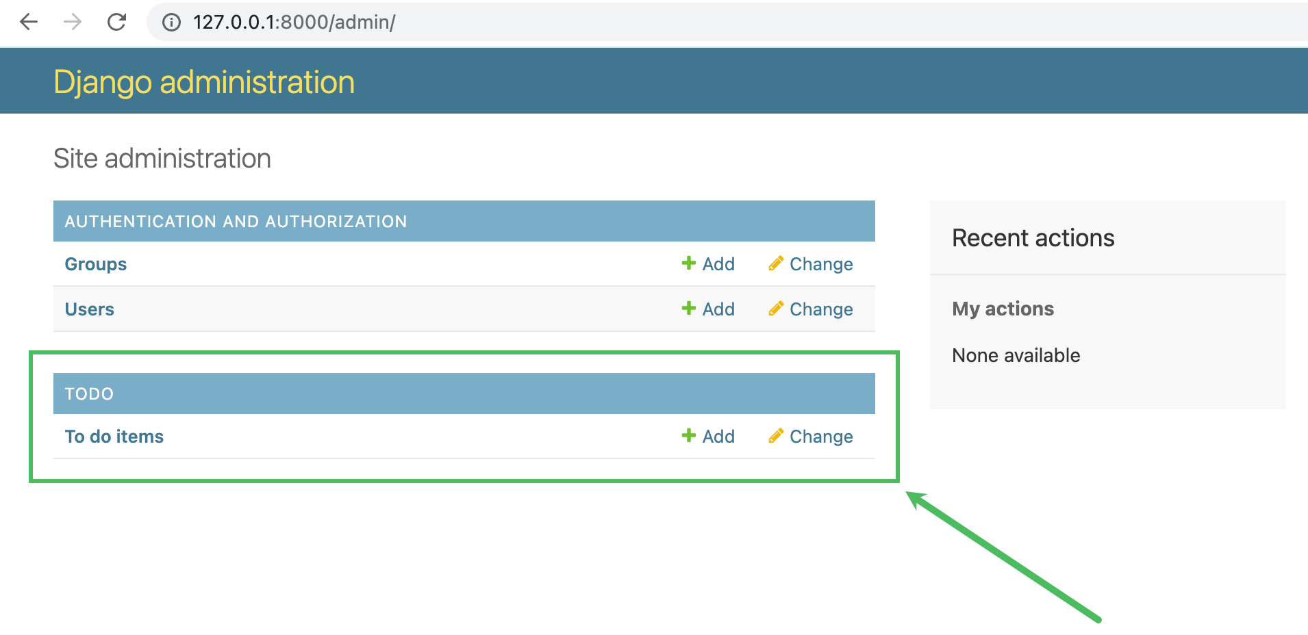 Django admin site with todo section Django admin site with todo section