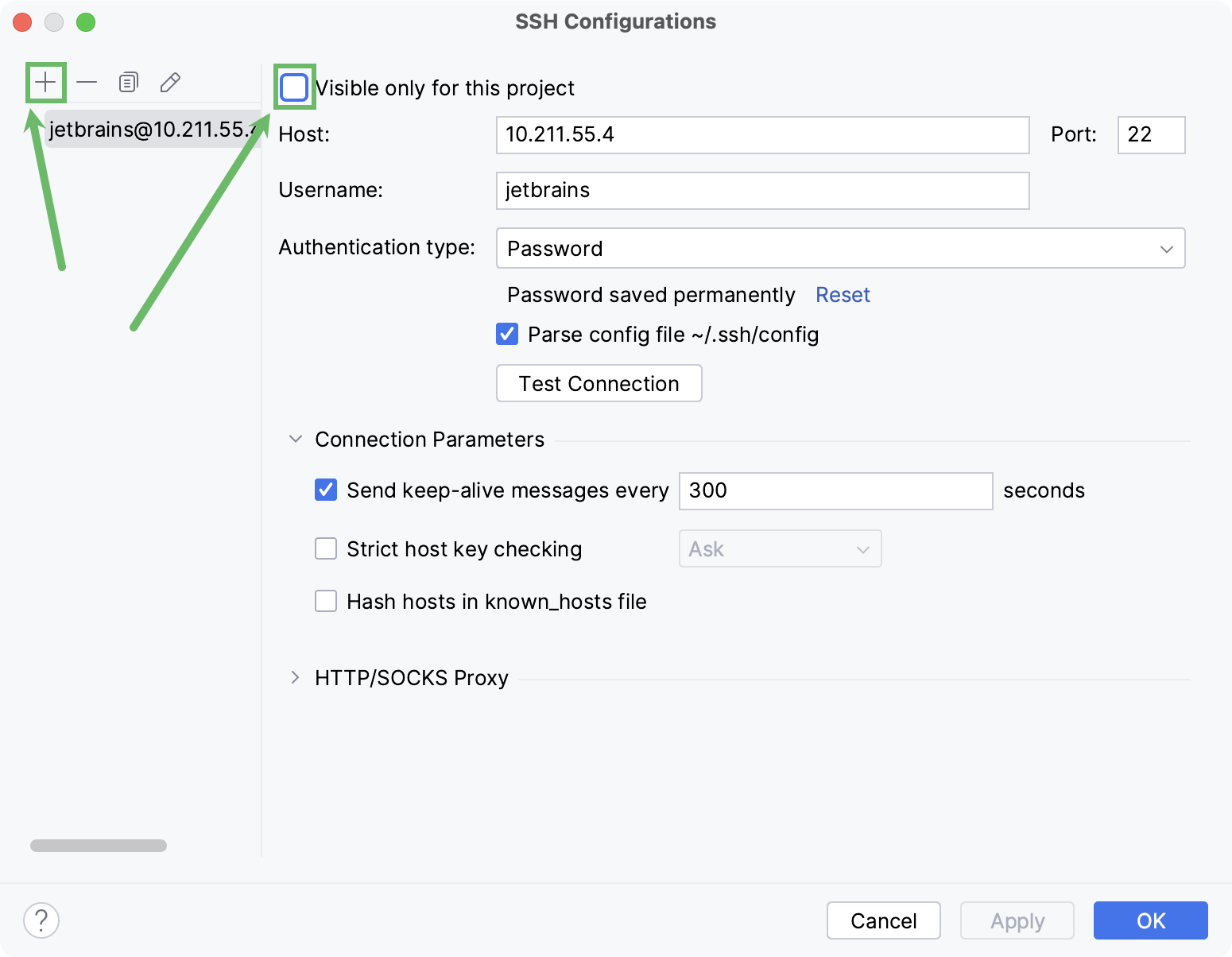 Adding new SSH configuration Adding new SSH configuration