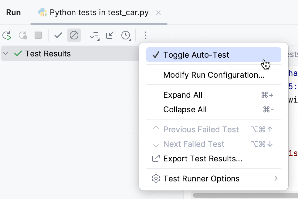 Turning on Auto-Test Turning on Auto-Test