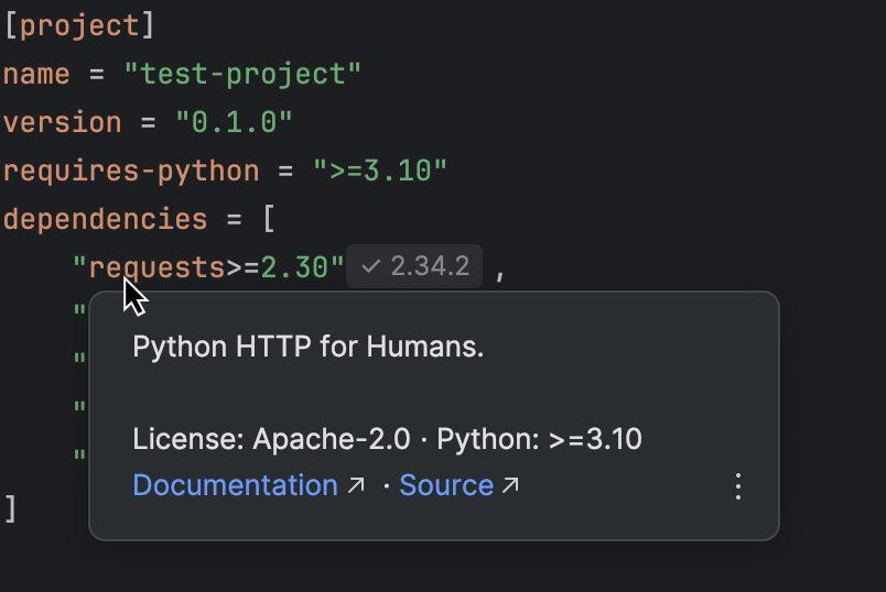 Toml Pydata Model Example 使用 pyproject.toml | PyCharm 文档