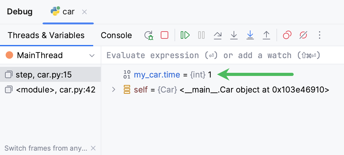 Watching a variable in the debug tool window Watching a variable in the debug tool window