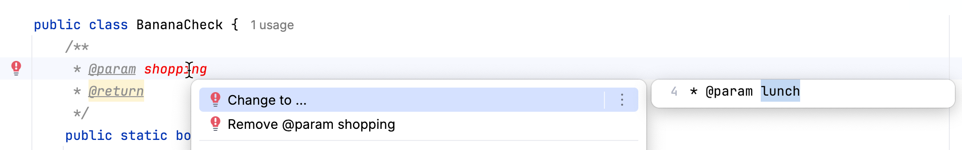 Fix a Javadoc using context actions Fix a Javadoc using context actions