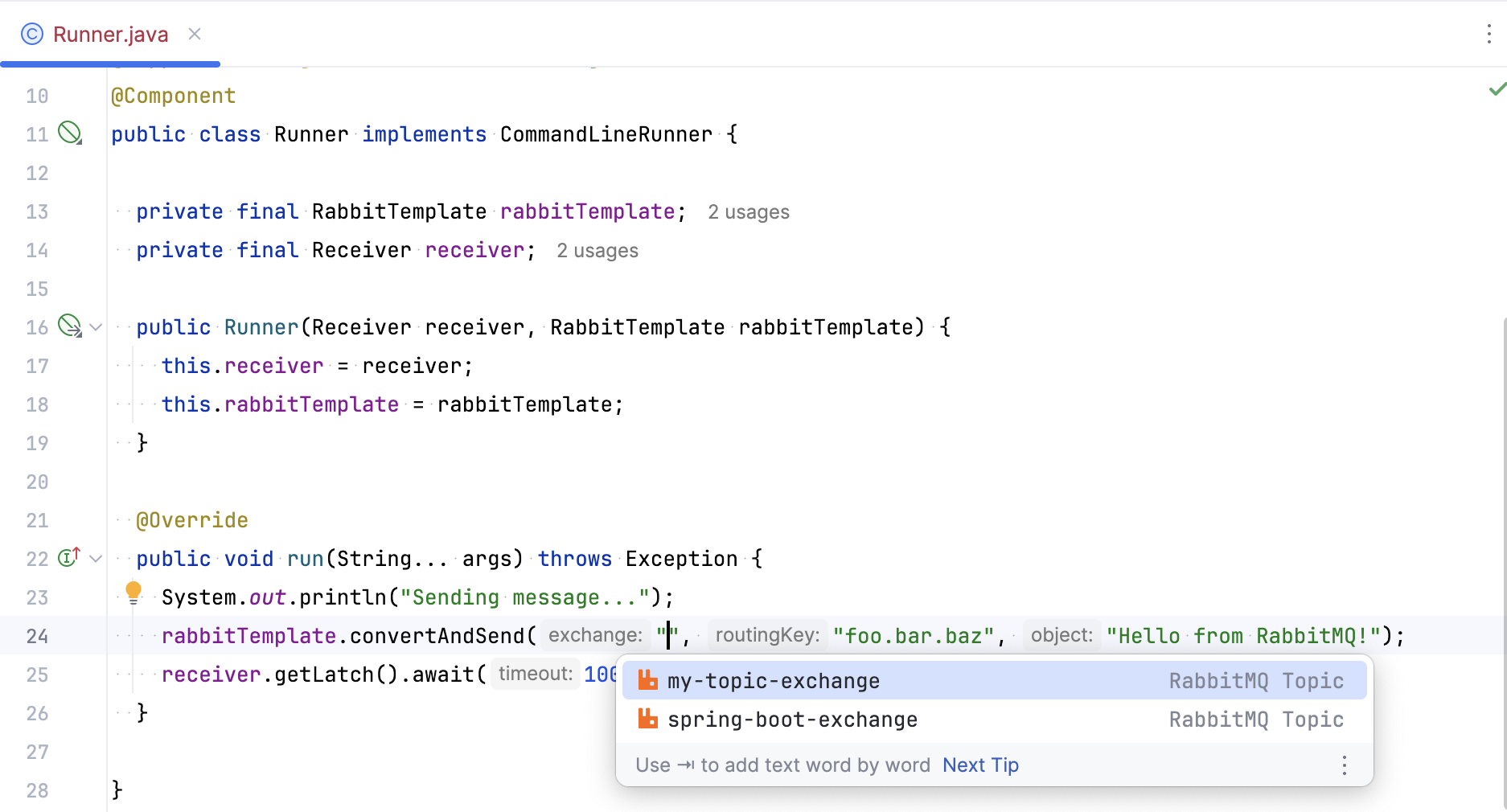 RabbitMQ exchange completion RabbitMQ exchange completion
