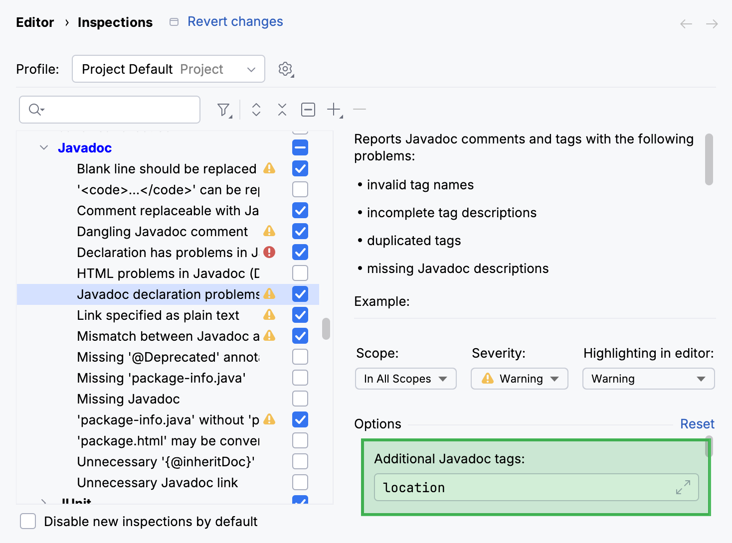 Recognize custom tags in settings Recognize custom tags in settings