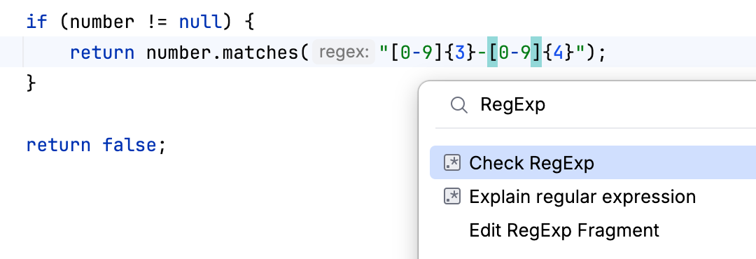 Context menu with intentions Context menu with intentions