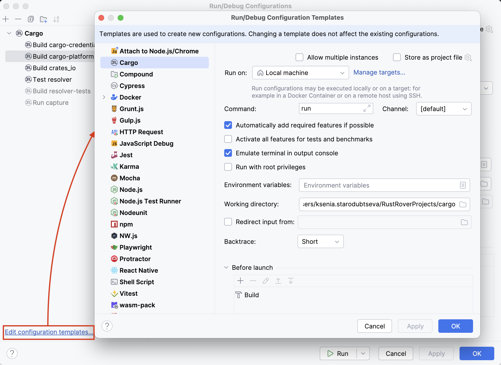 Run/Debug templates Run/Debug templates