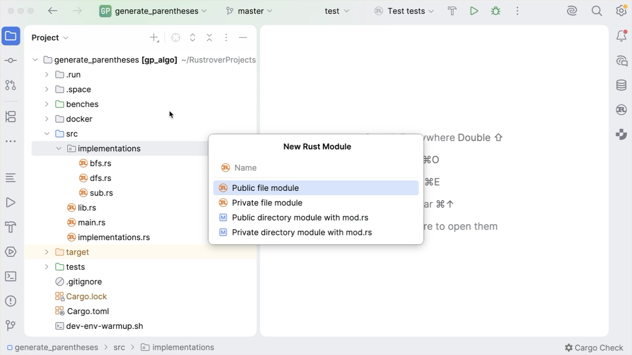 Adding a nested Rust module