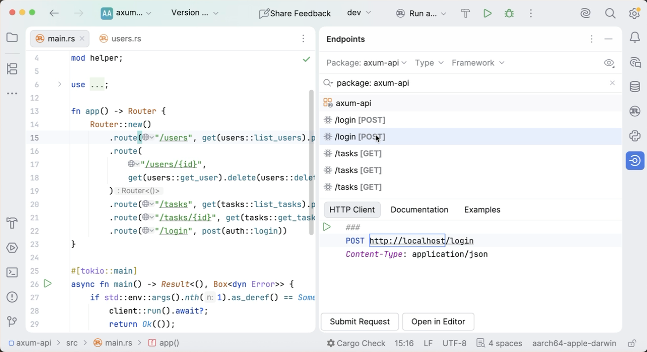 Endpoints tool window