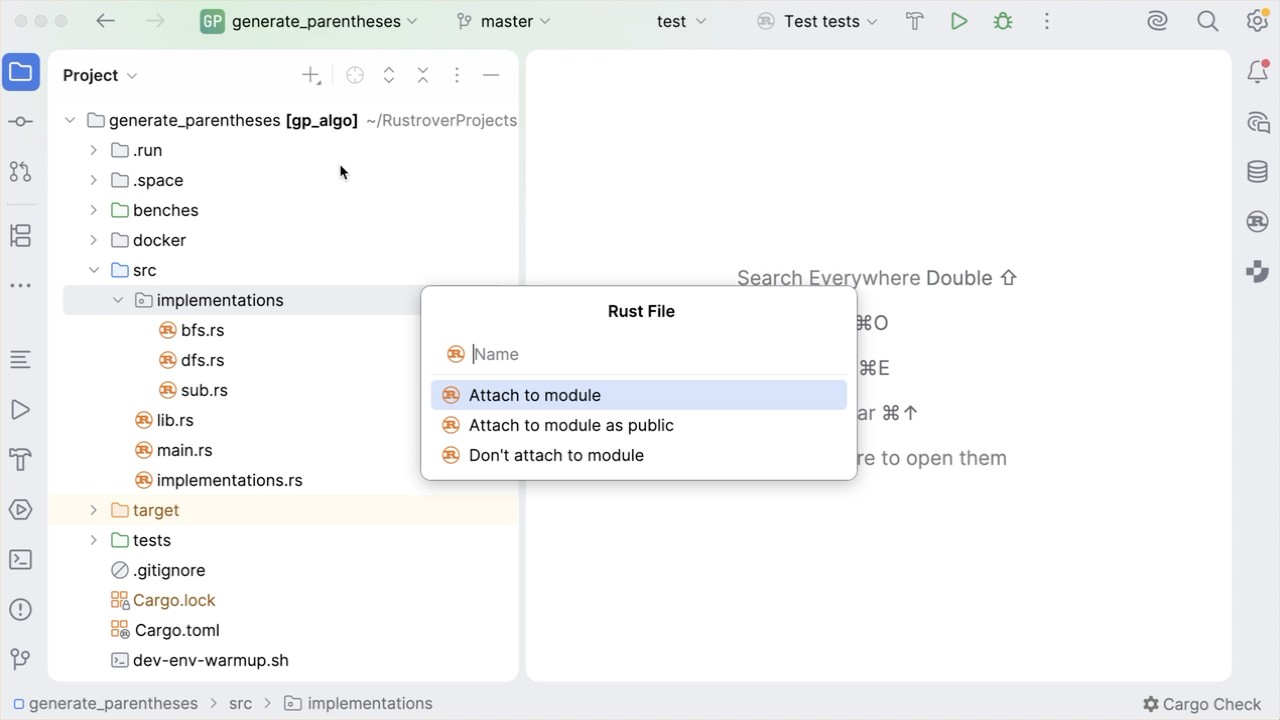 Creating a new Rust file