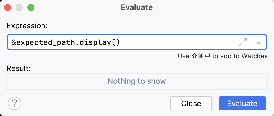 The expression is entered in the Code Fragment field The expression is entered in the Code Fragment field