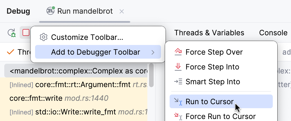 Customize Debugger Toolbar - add actions Customize Debugger Toolbar - add actions