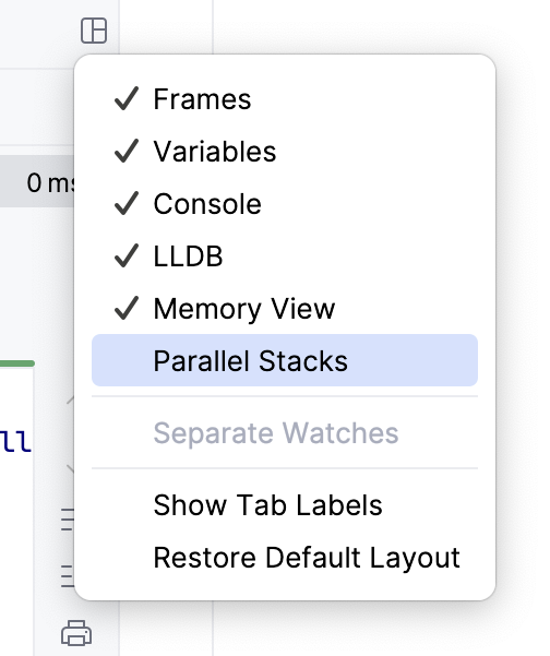 Enabling the Parallel Stacks view Enabling the Parallel Stacks view
