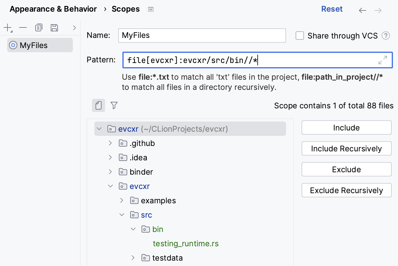 A new scope including files and folders A new scope including files and folders