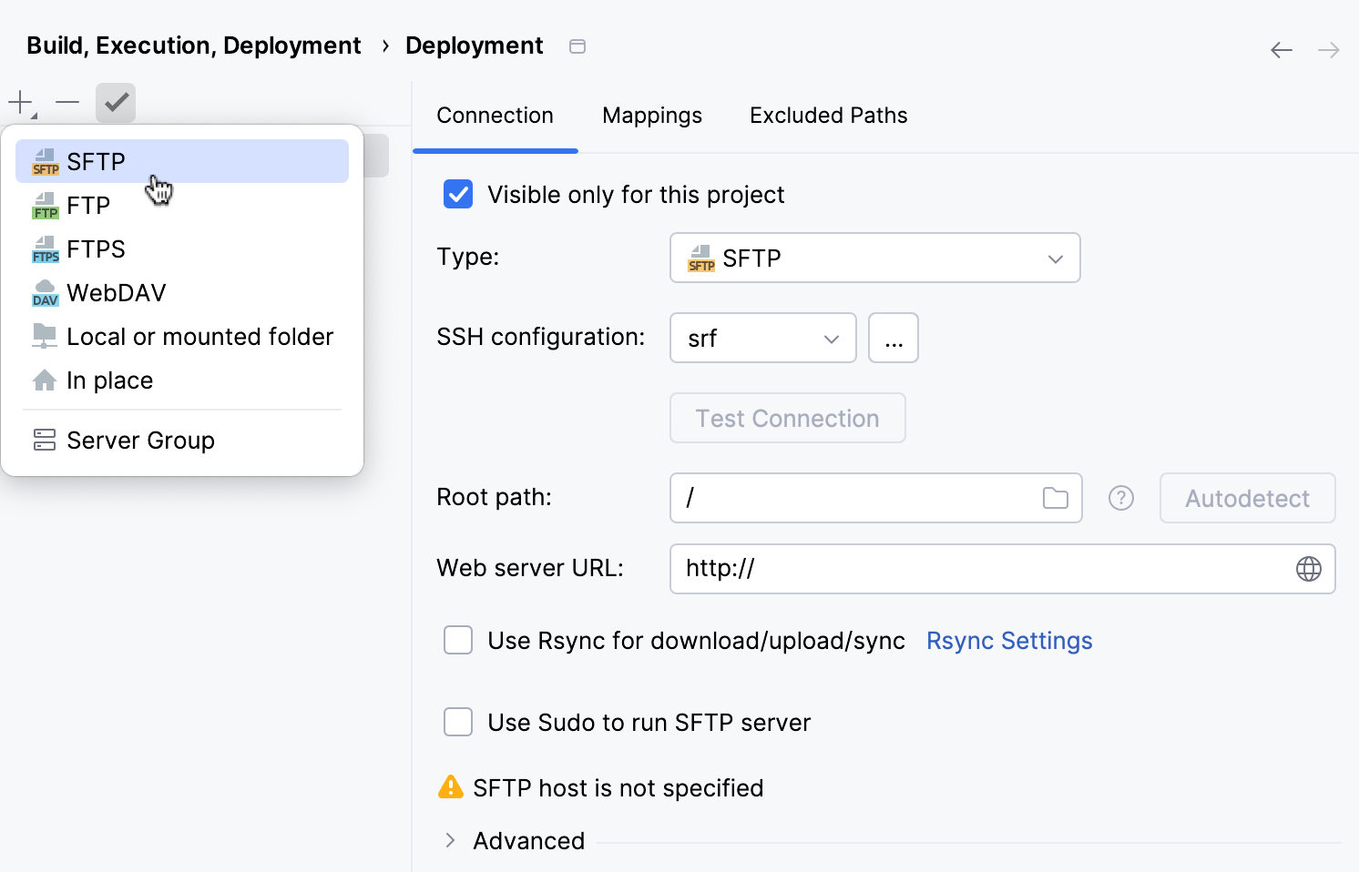 Remote SFTP server configuration Remote SFTP server configuration