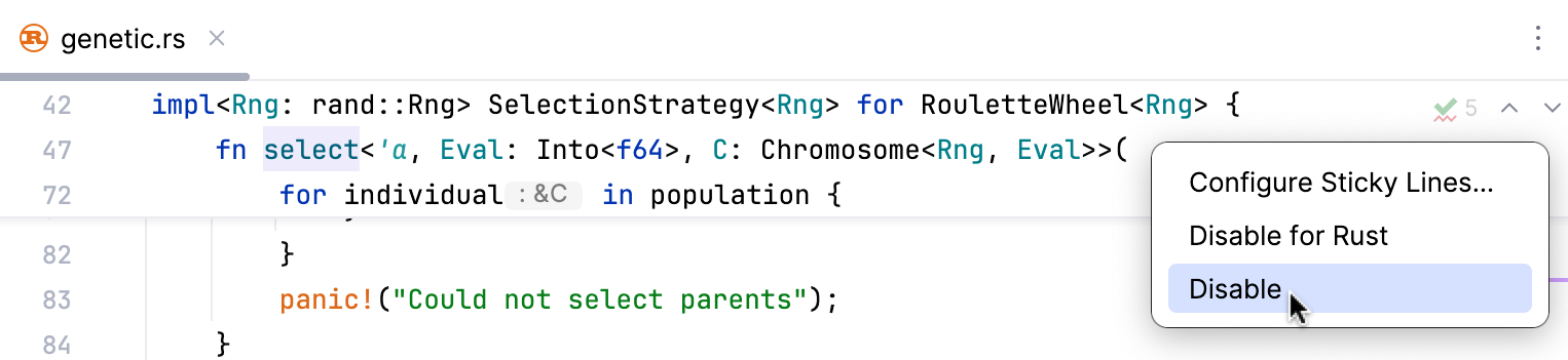 Disable Sticky Lines Disable Sticky Lines