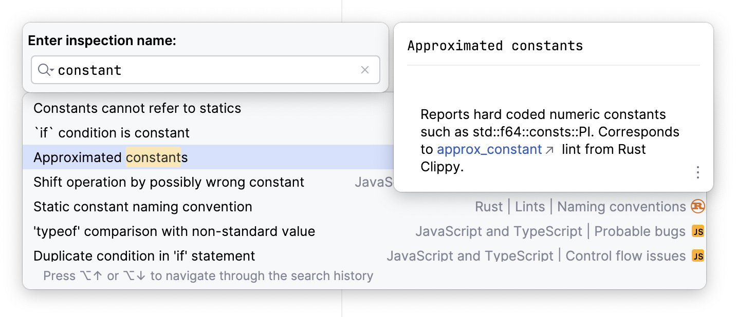 View inspection desctiption when running by name View inspection desctiption when running by name