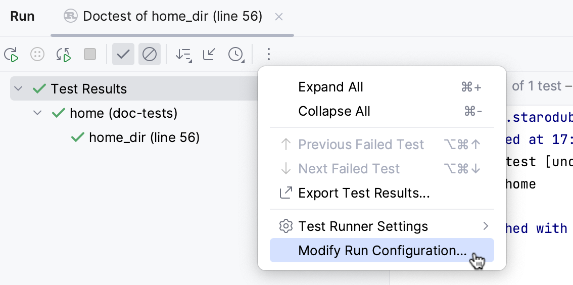 Modify run configuration for a doctest Modify run configuration for a doctest