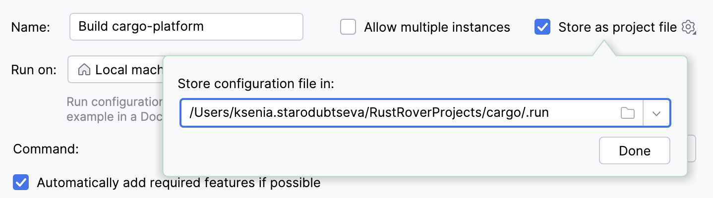 Store as project file box Store as project file box