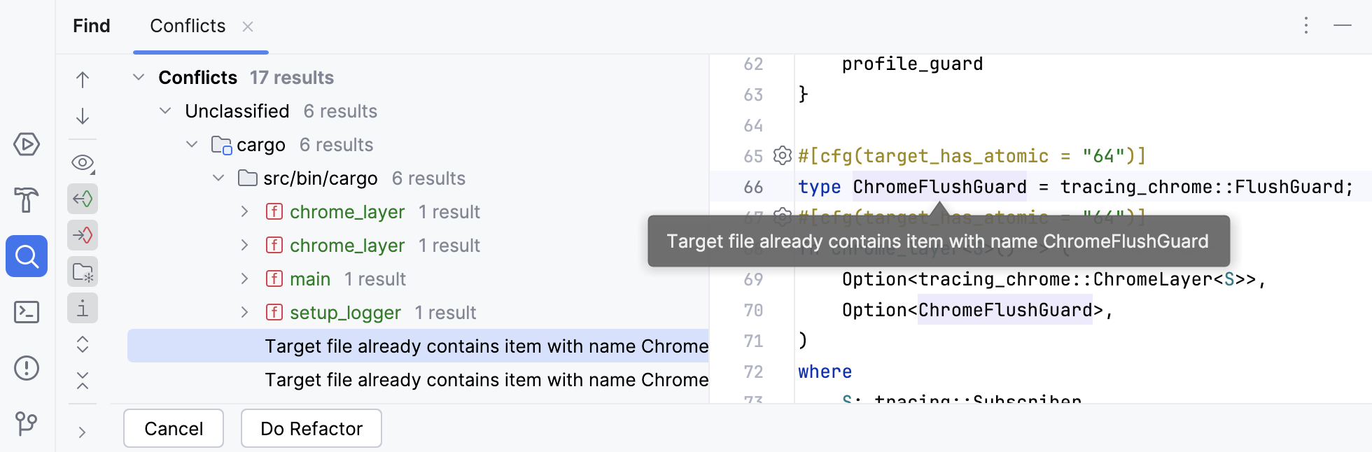 Refactoring conflicts tool window Refactoring conflicts tool window