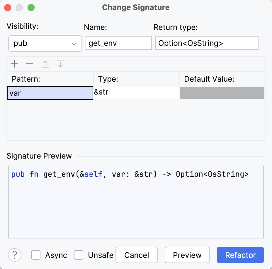 Refactoring dialog Refactoring dialog