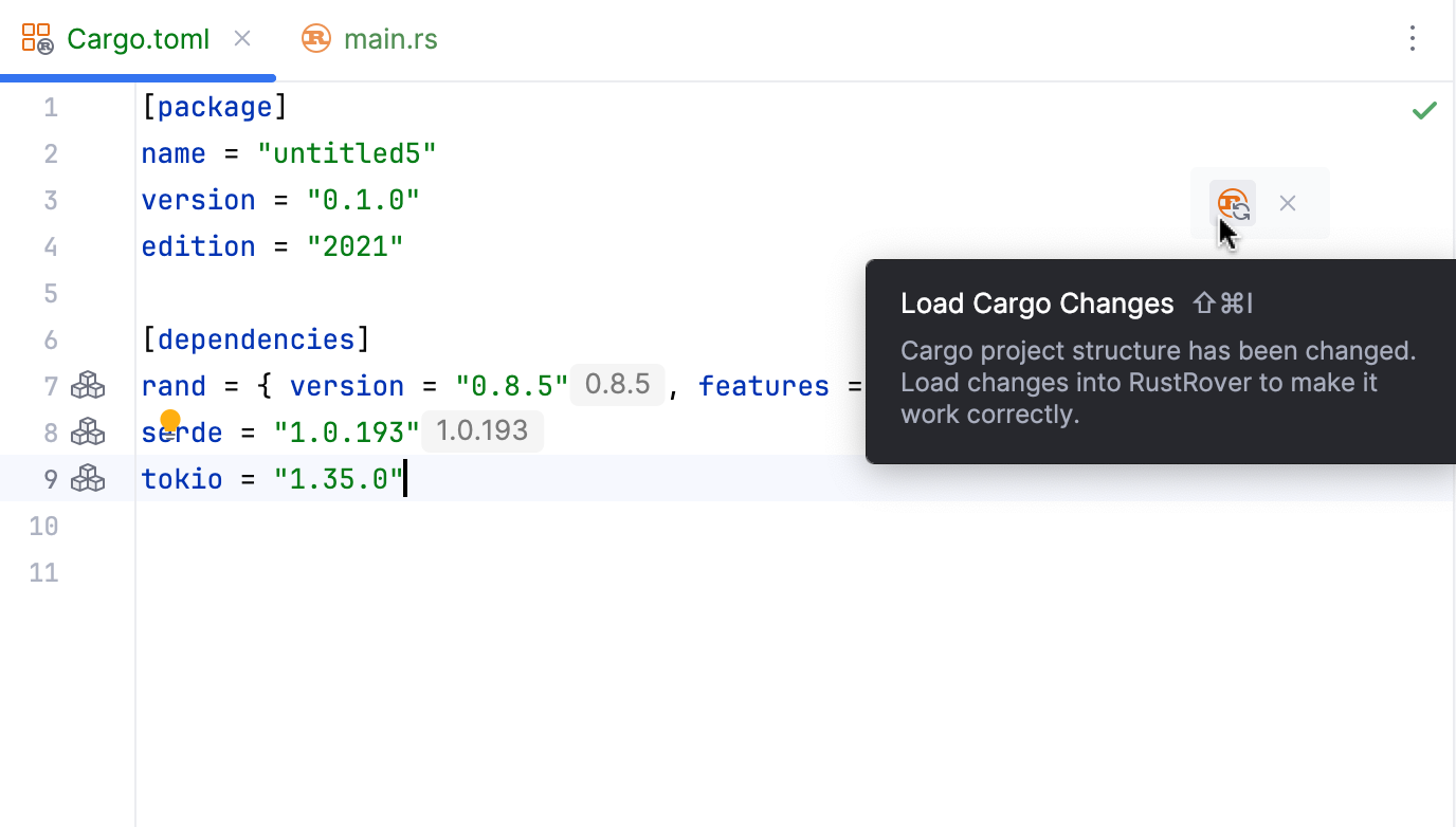 Refreshing Cargo.toml via popup Refreshing Cargo.toml via popup