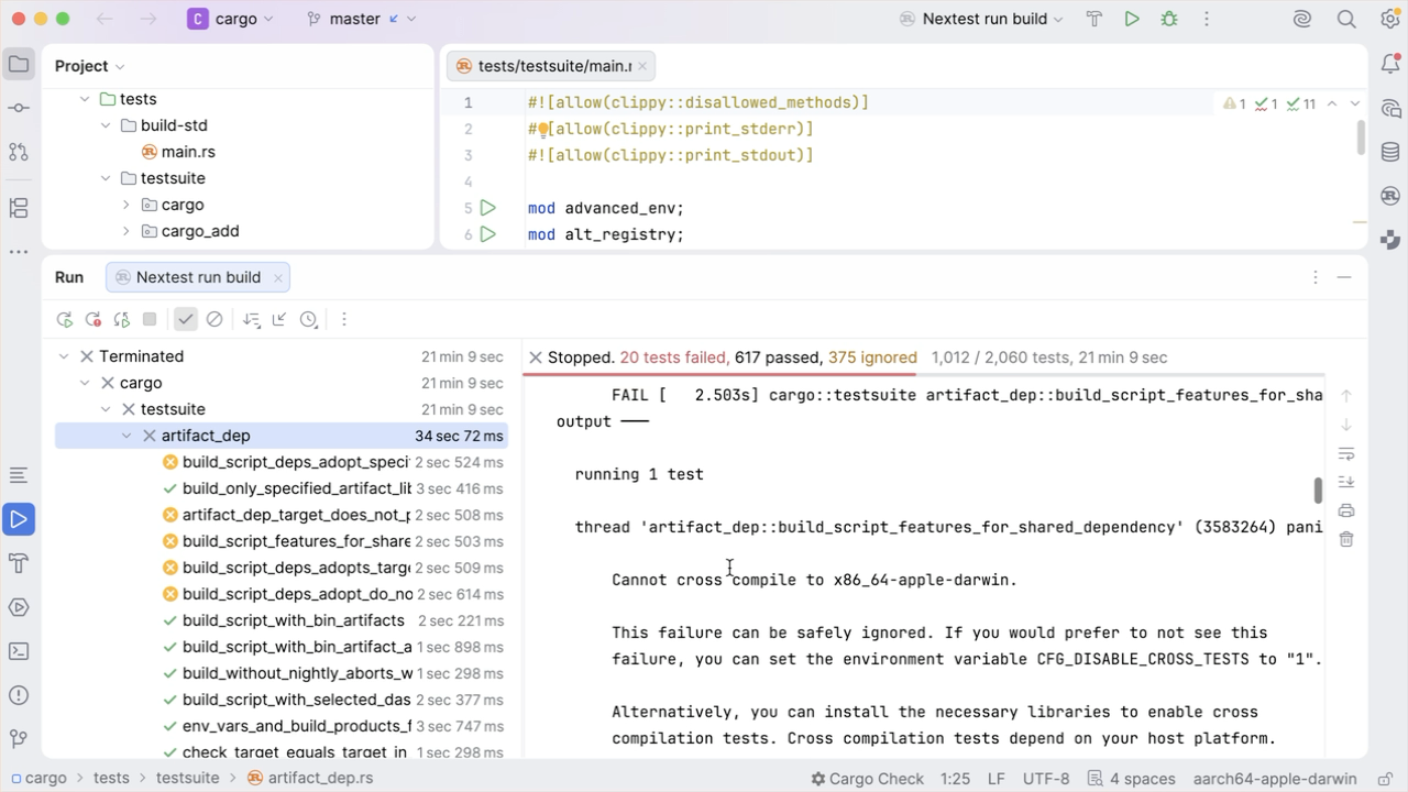 Running tests with nextest